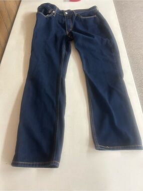 Levi's 514 36x30 Dark Blue Jeans with Gold Stitching